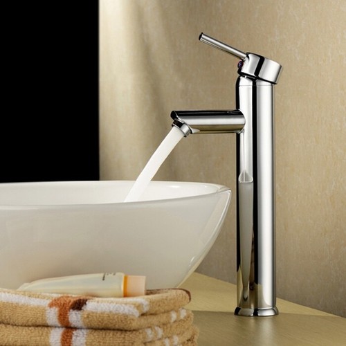 Round chrome bathroom basin - bathroom,