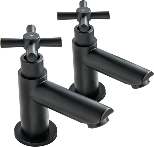Black basin taps pair - black,