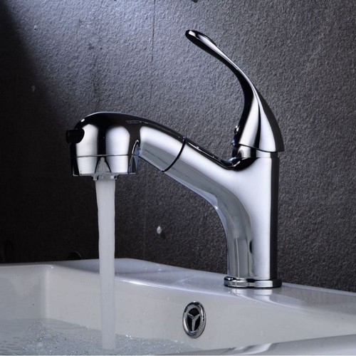 Pull out bathroom sink faucet - out,